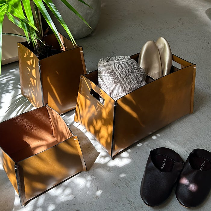 【未開封】レザー製特性ストレージボックス バッファローレザー ストレージボックス H19.5 | upstairs outdoor living